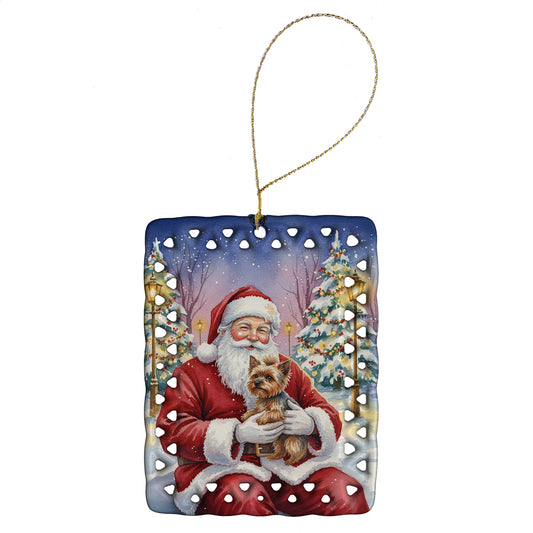 Buy this Yorkshire Terrier with Santa Claus Porcelain Ornament