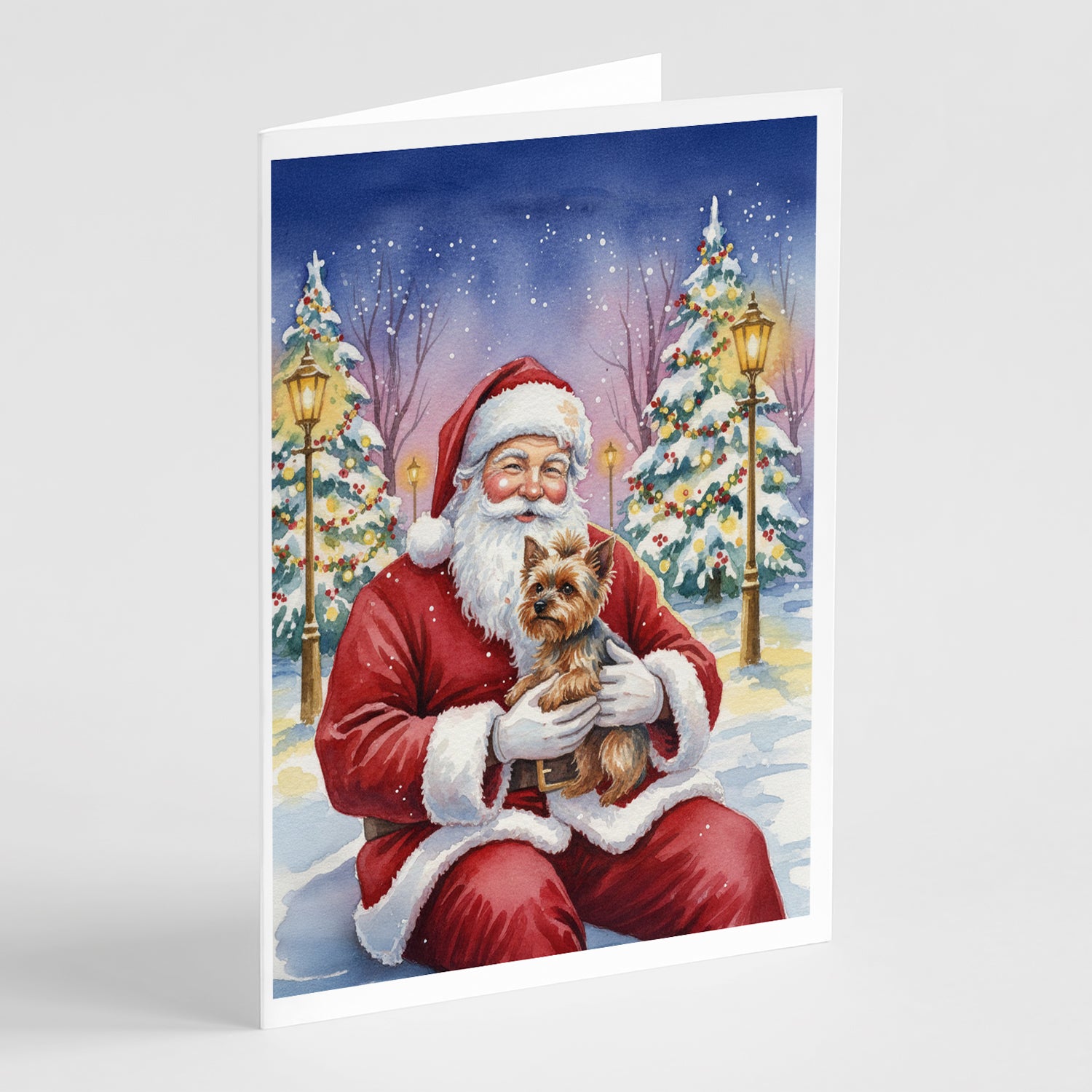 Buy this Yorkshire Terrier with Santa Claus Greeting Cards Pack of 8