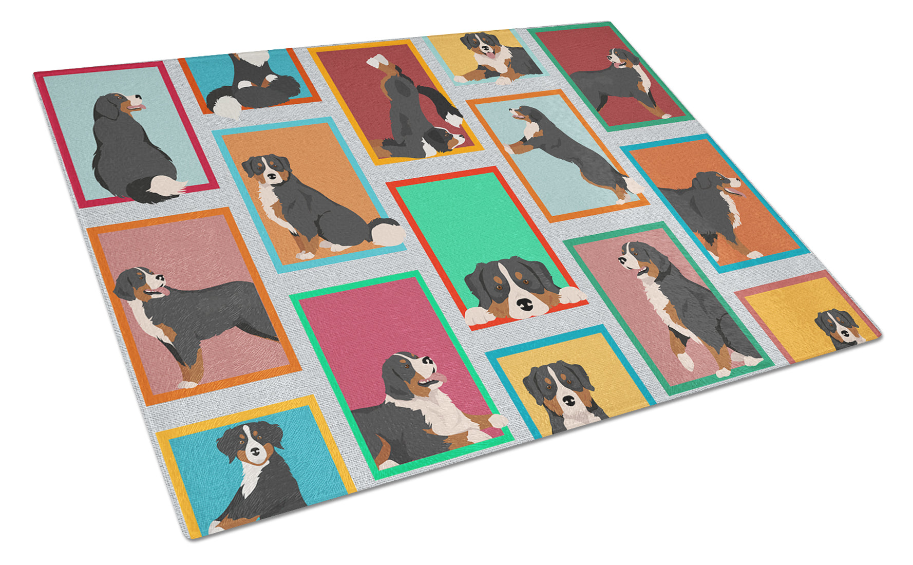 Buy this Lots of Bernese Mountain Dog Glass Cutting Board