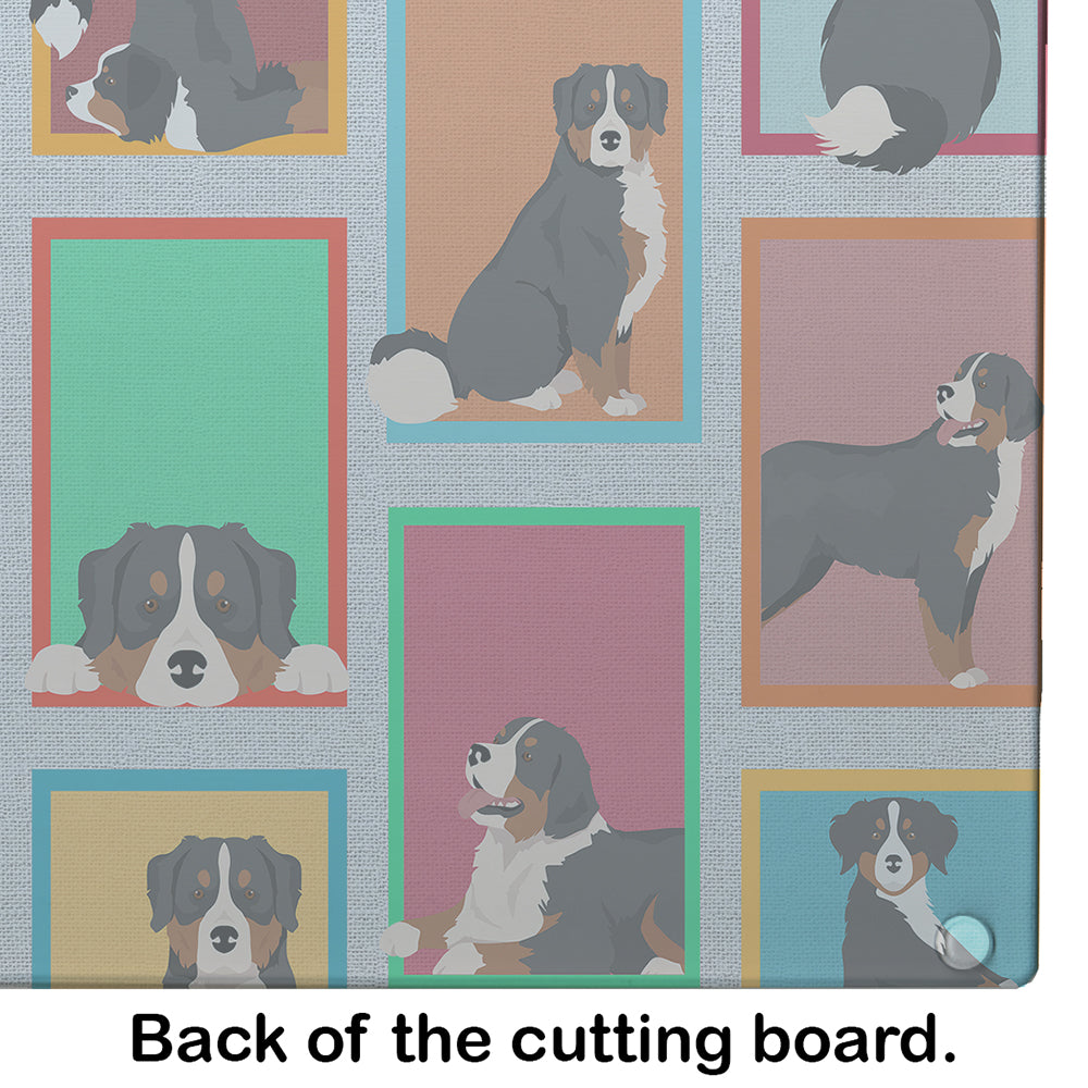 Lots of Bernese Mountain Dog Glass Cutting Board