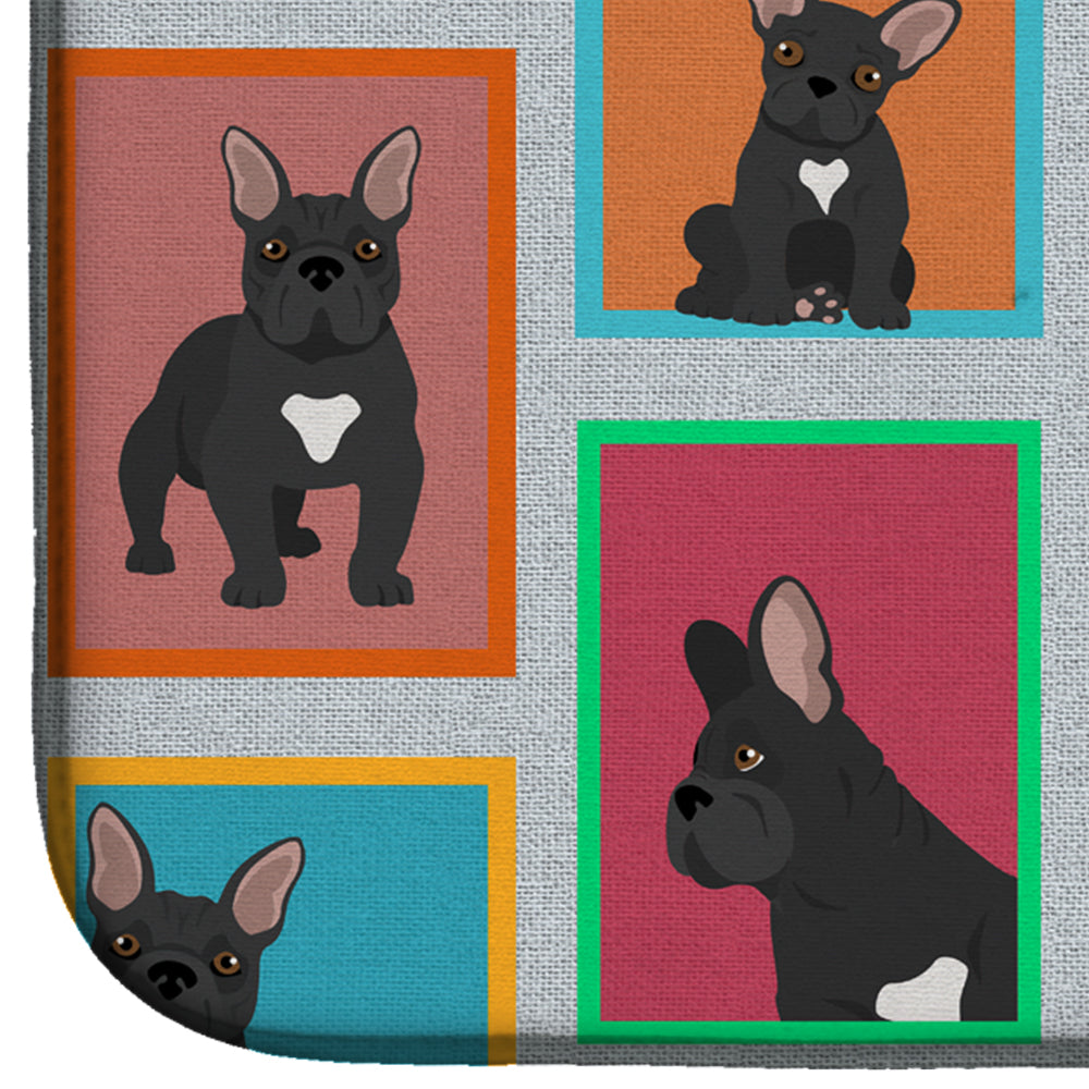 Lots of Black French Bulldog Dish Drying Mat