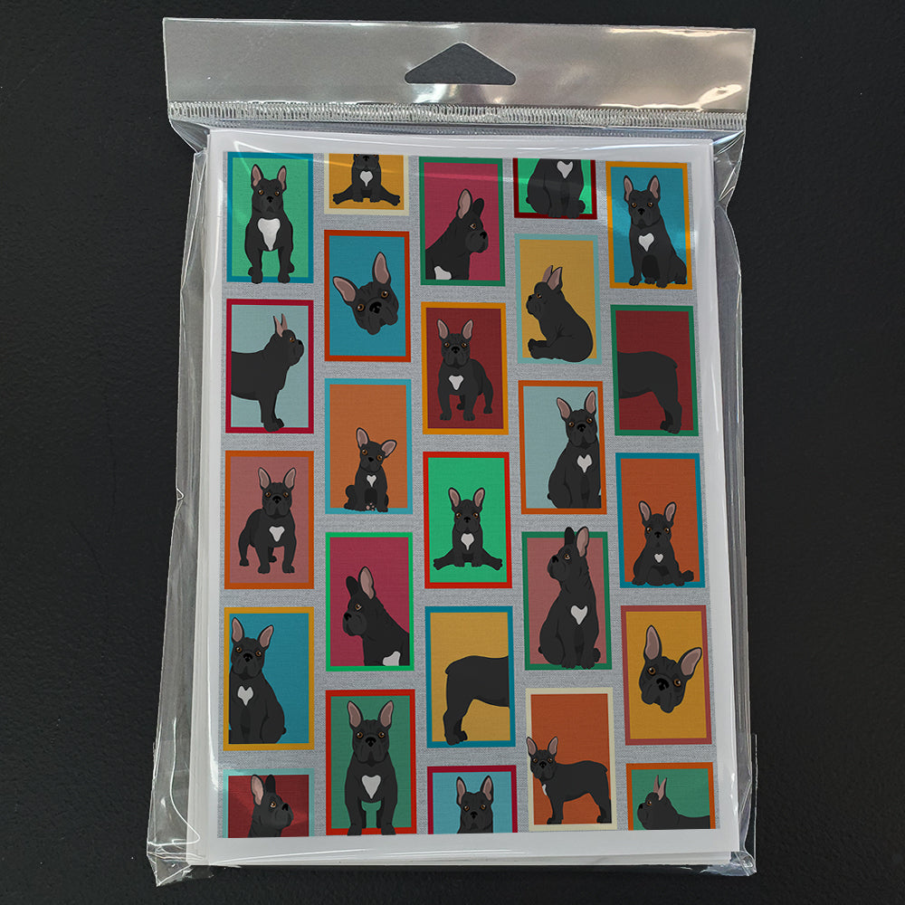 Lots of Black French Bulldog Greeting Cards Pack of 8