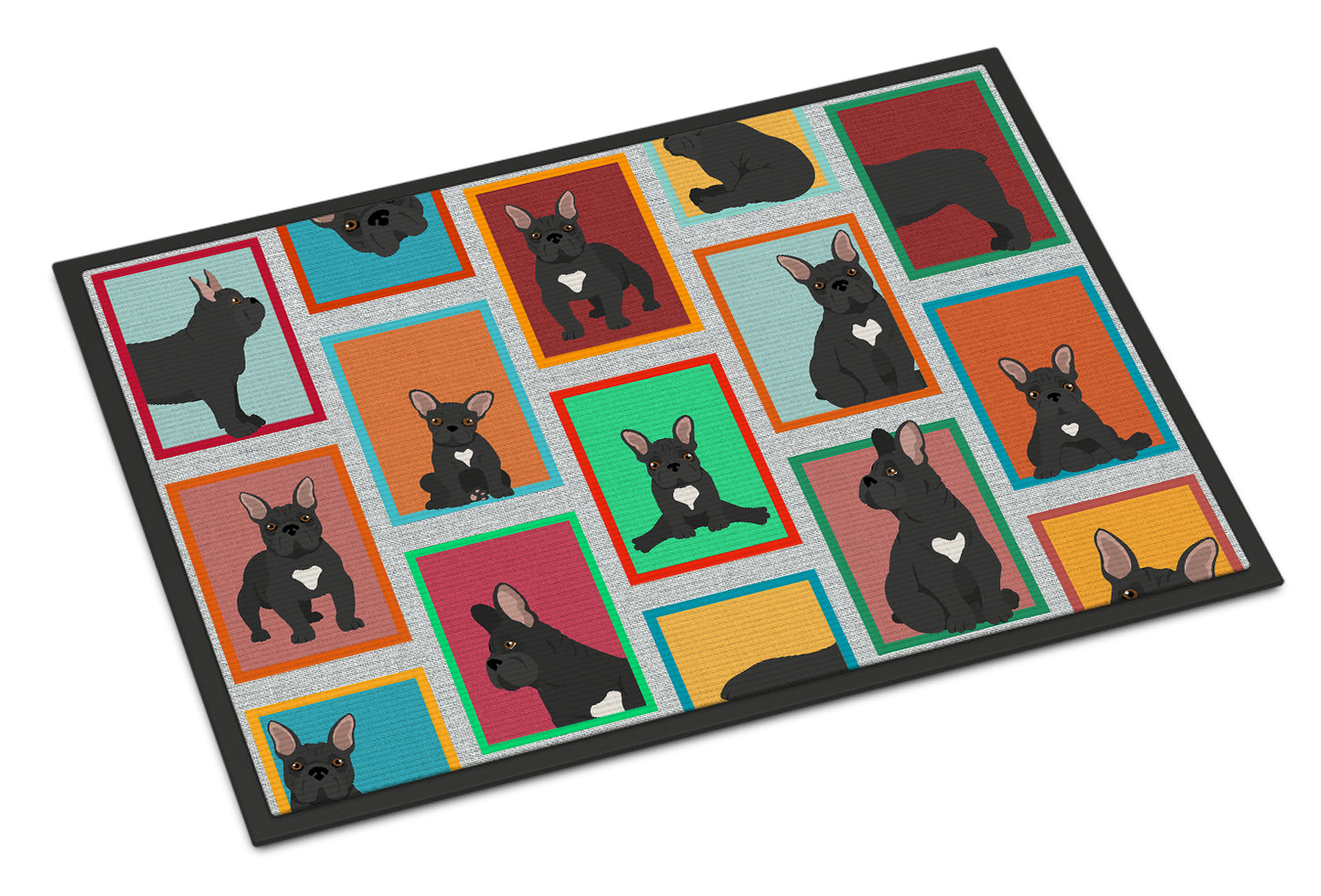 Buy this Lots of Black French Bulldog Doormat