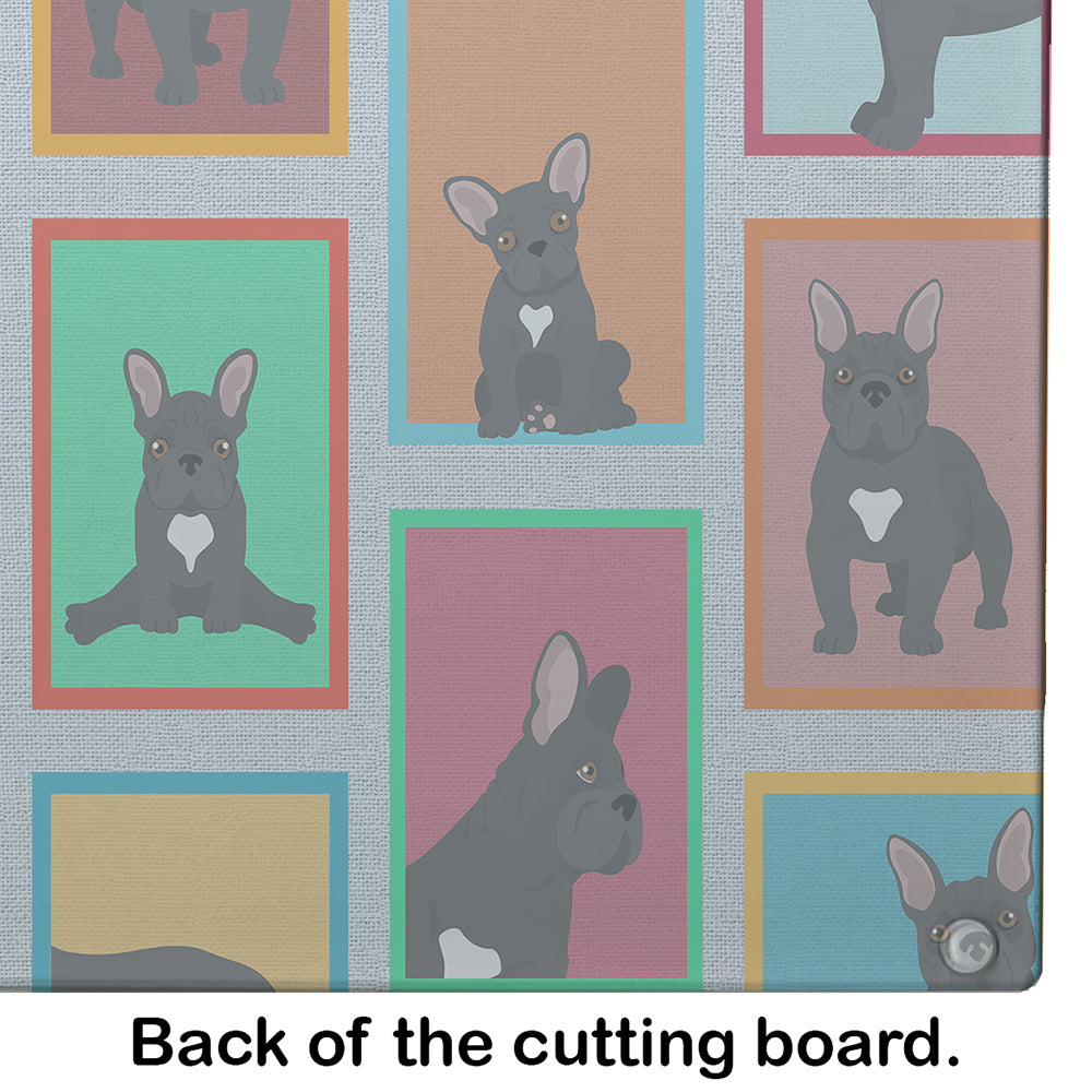 Lots of Black French Bulldog Glass Cutting Board