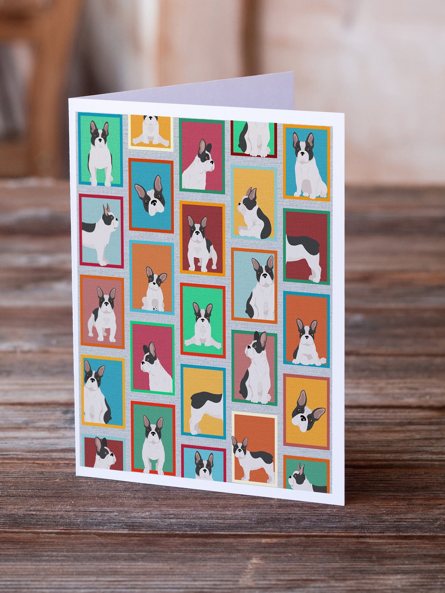 Lots of Black and White French Bulldog Greeting Cards Pack of 8