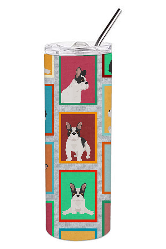 Buy this Lots of Black and White French Bulldog Stainless Steel Skinny Tumbler