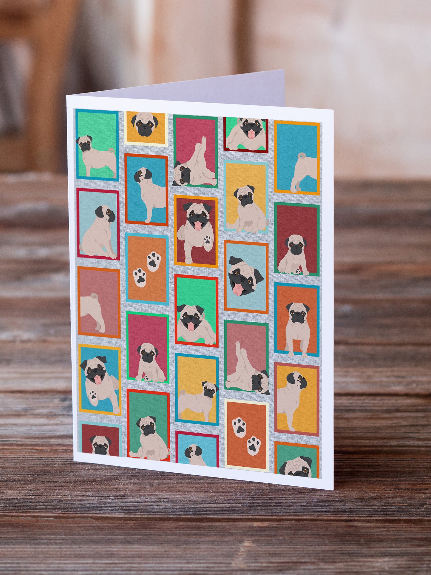 Lots of Fawn Pug Greeting Cards Pack of 8