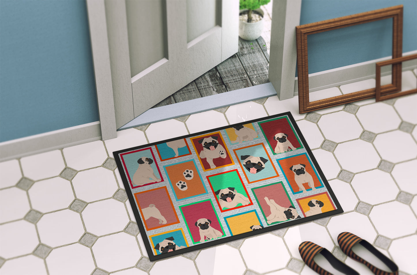 Lots of Fawn Pug Doormat