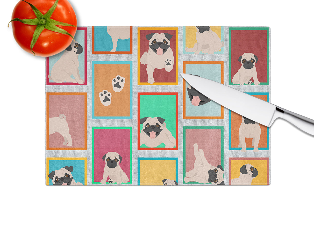 Lots of Fawn Pug Glass Cutting Board