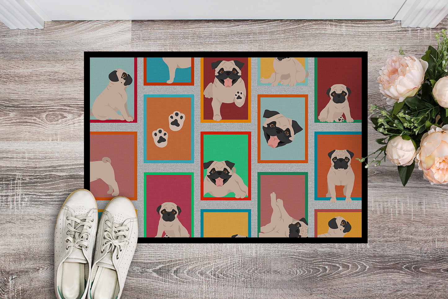 Lots of Fawn Pug Doormat