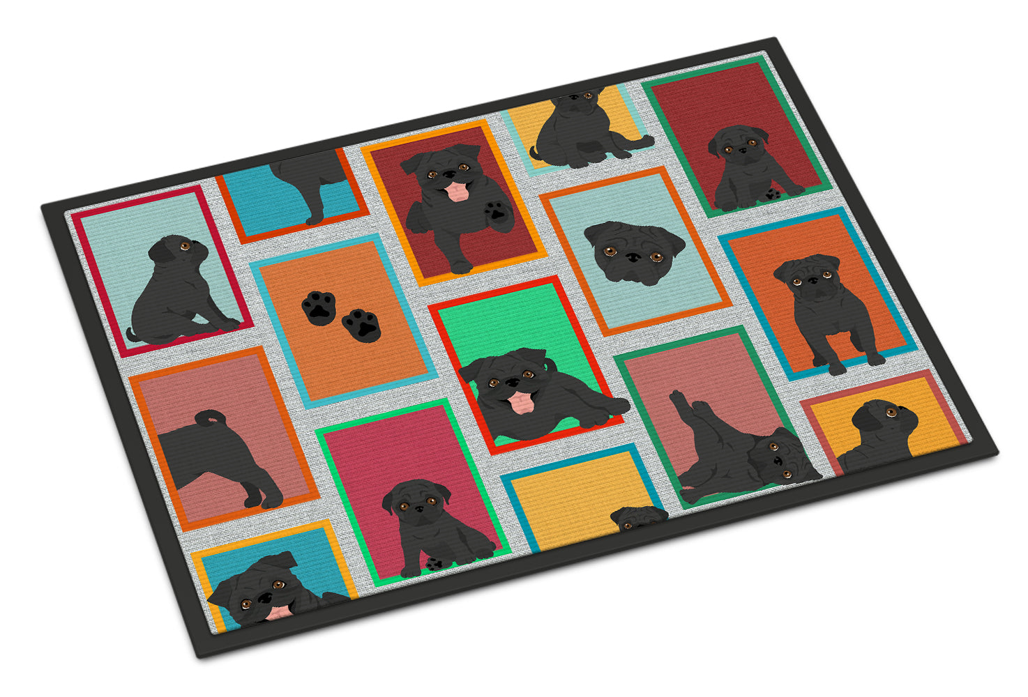 Buy this Lots of Black Pug Doormat