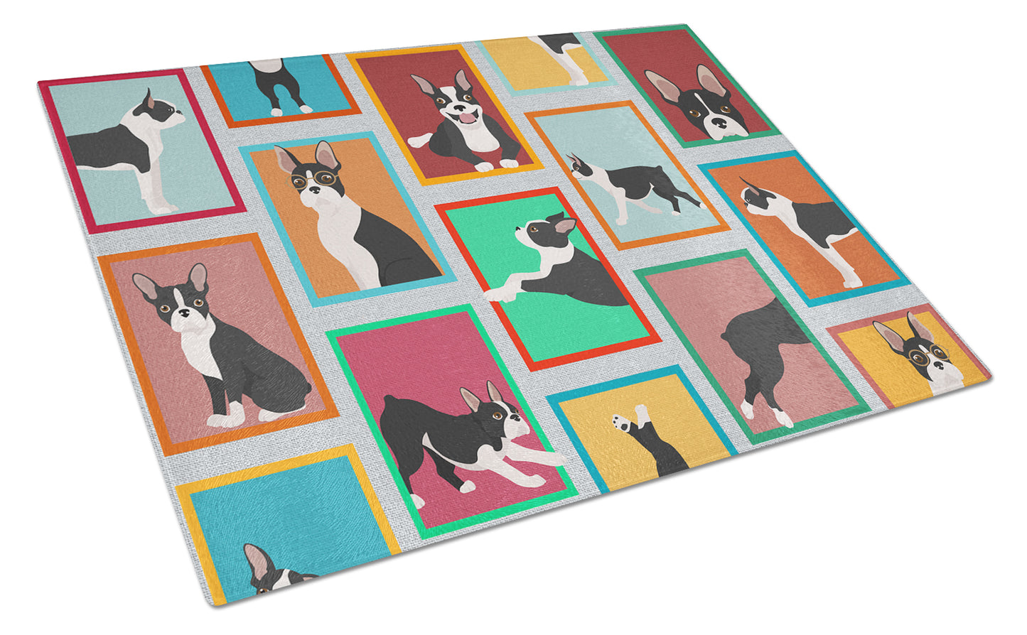 Buy this Lots of Boston Terrier Glass Cutting Board