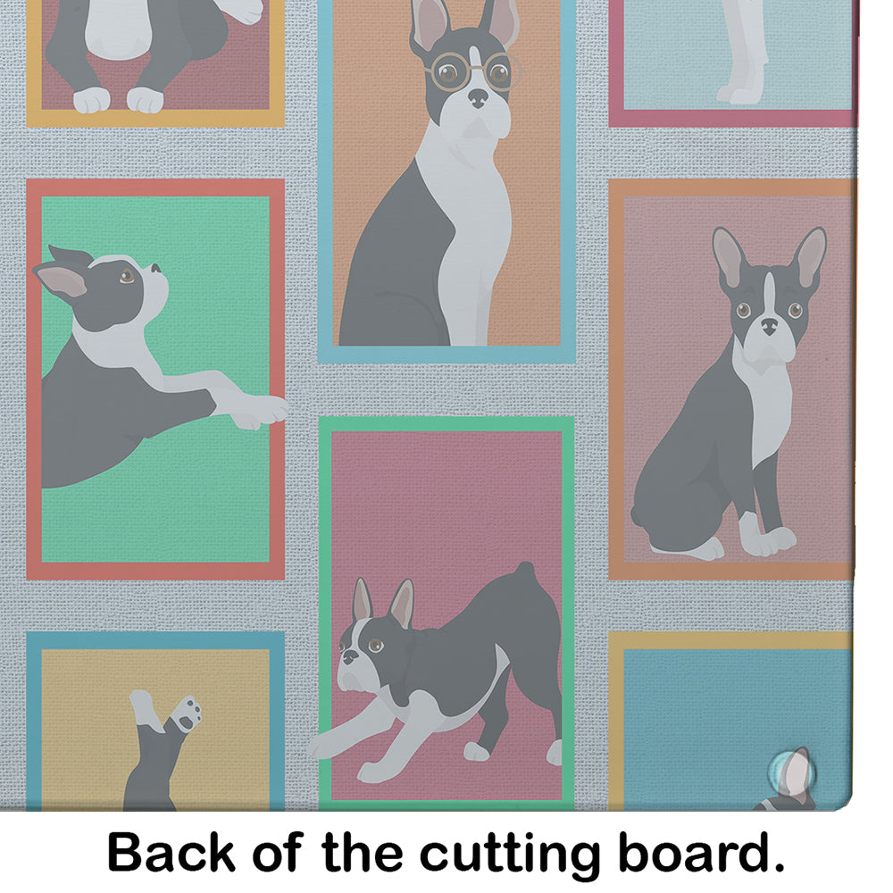 Lots of Boston Terrier Glass Cutting Board