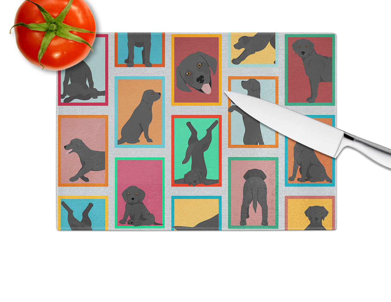 Lots of Black Labrador Retriever Glass Cutting Board