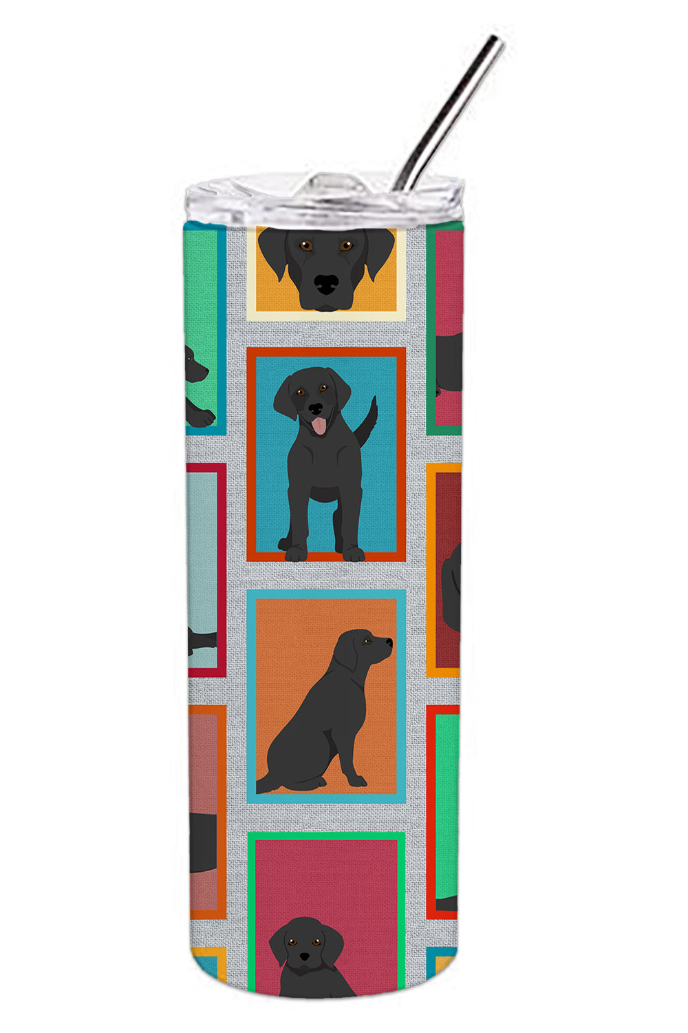 Lots of Black Labrador Retriever Stainless Steel Skinny Tumbler