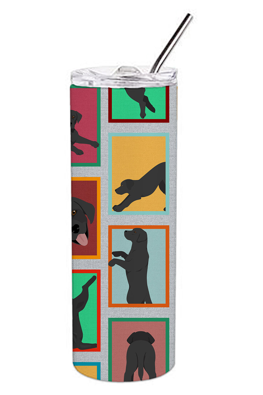 Lots of Black Labrador Retriever Stainless Steel Skinny Tumbler