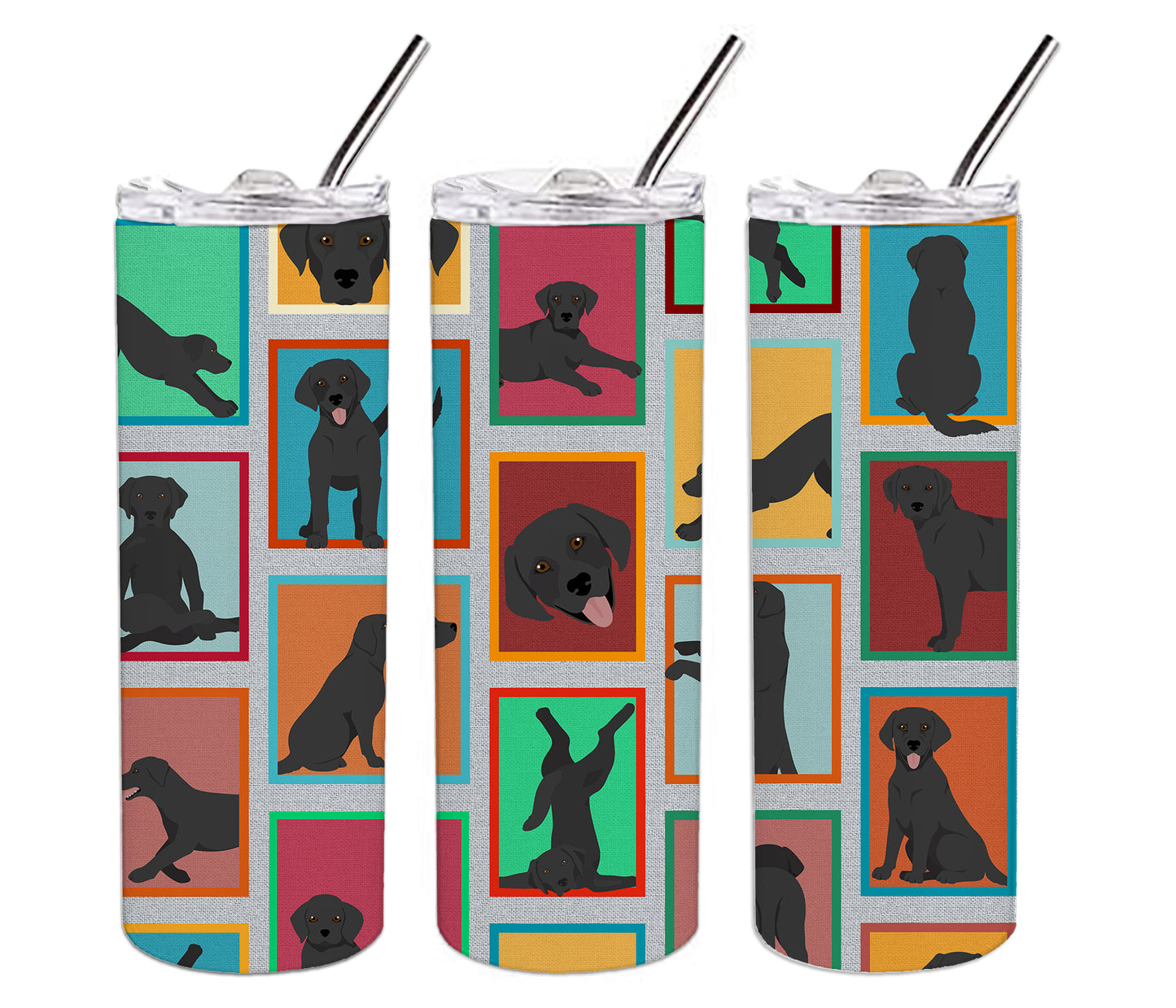 Lots of Black Labrador Retriever Stainless Steel Skinny Tumbler