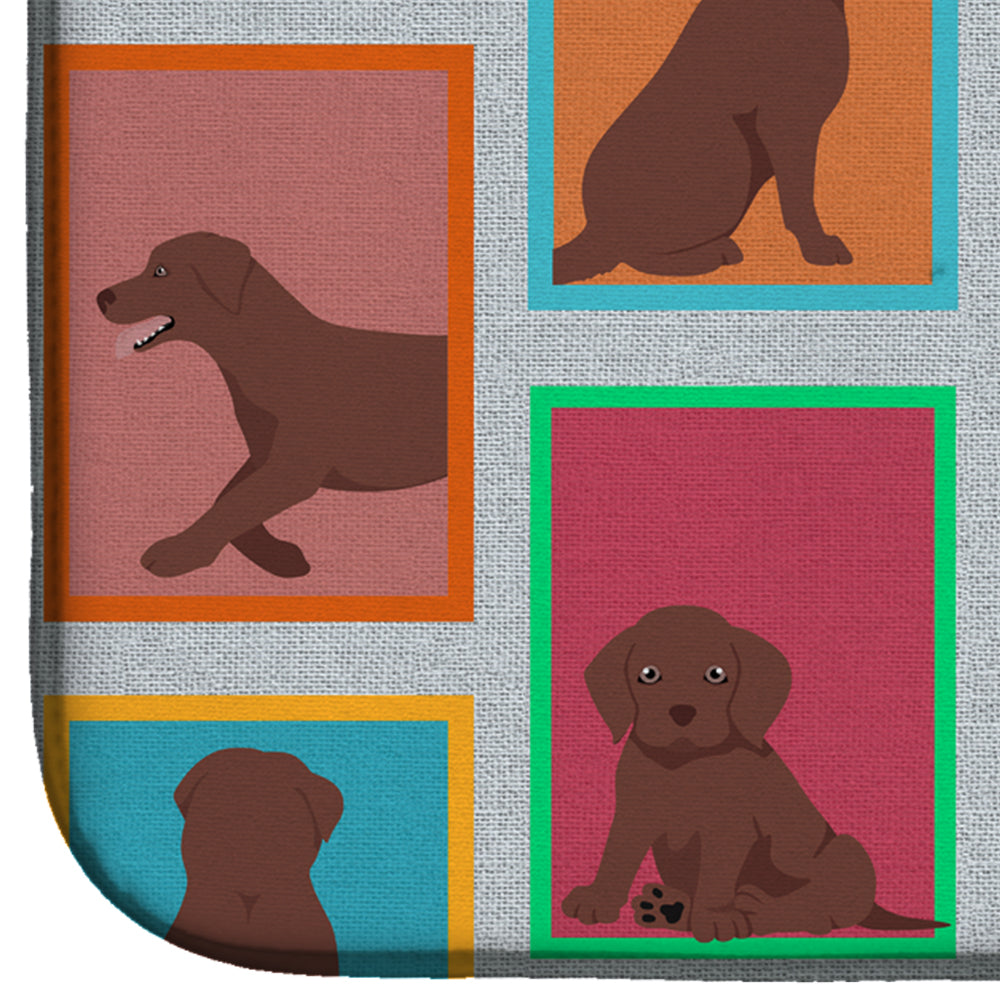 Lots of Chocolate Labrador Retriever Dish Drying Mat