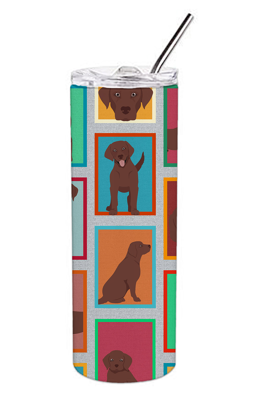 Lots of Chocolate Labrador Retriever Stainless Steel Skinny Tumbler