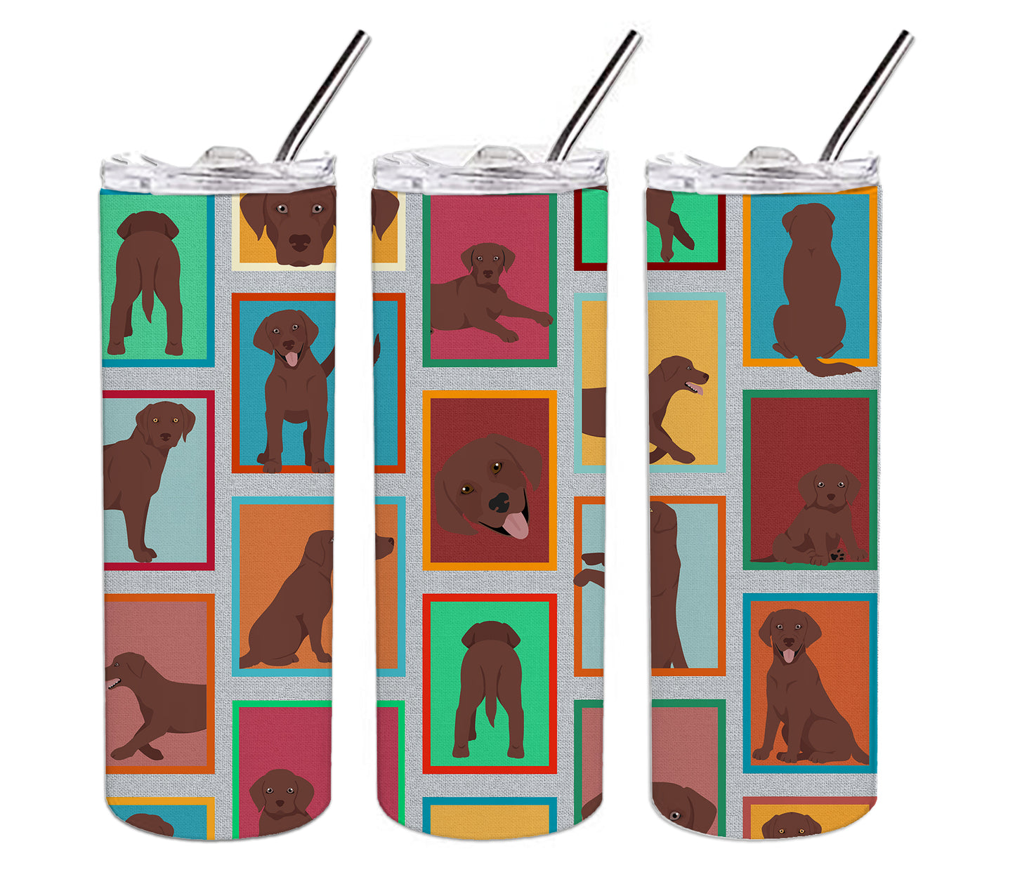 Lots of Chocolate Labrador Retriever Stainless Steel Skinny Tumbler