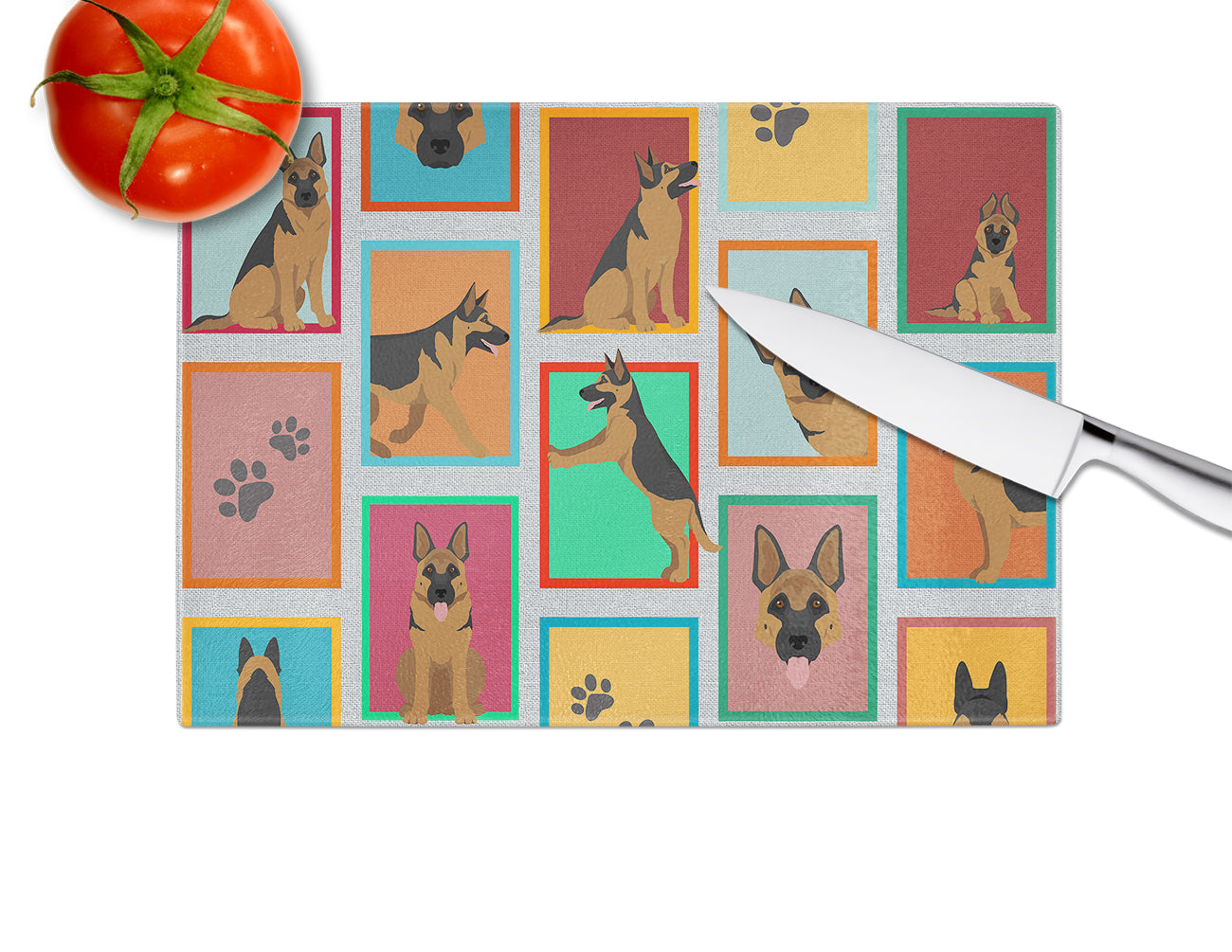 Lots of German Shepherd Glass Cutting Board