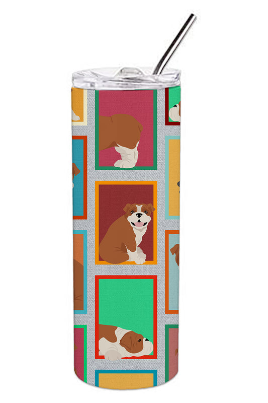 Buy this Lots of Red and White English Bulldog Stainless Steel Skinny Tumbler