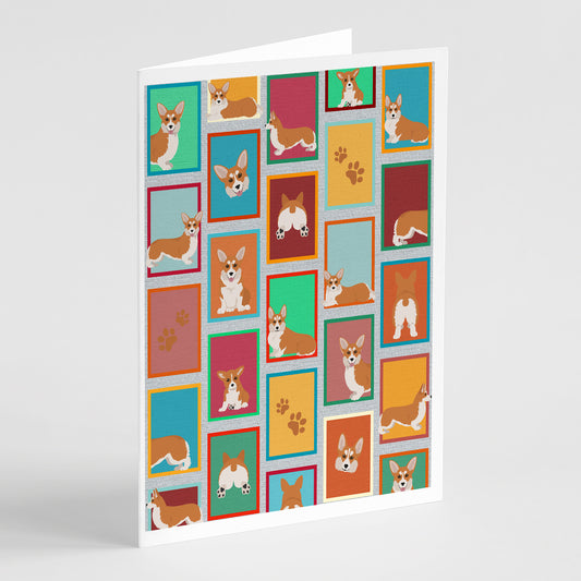 Buy this Lots of Red and White Pembroke Corgi Greeting Cards Pack of 8