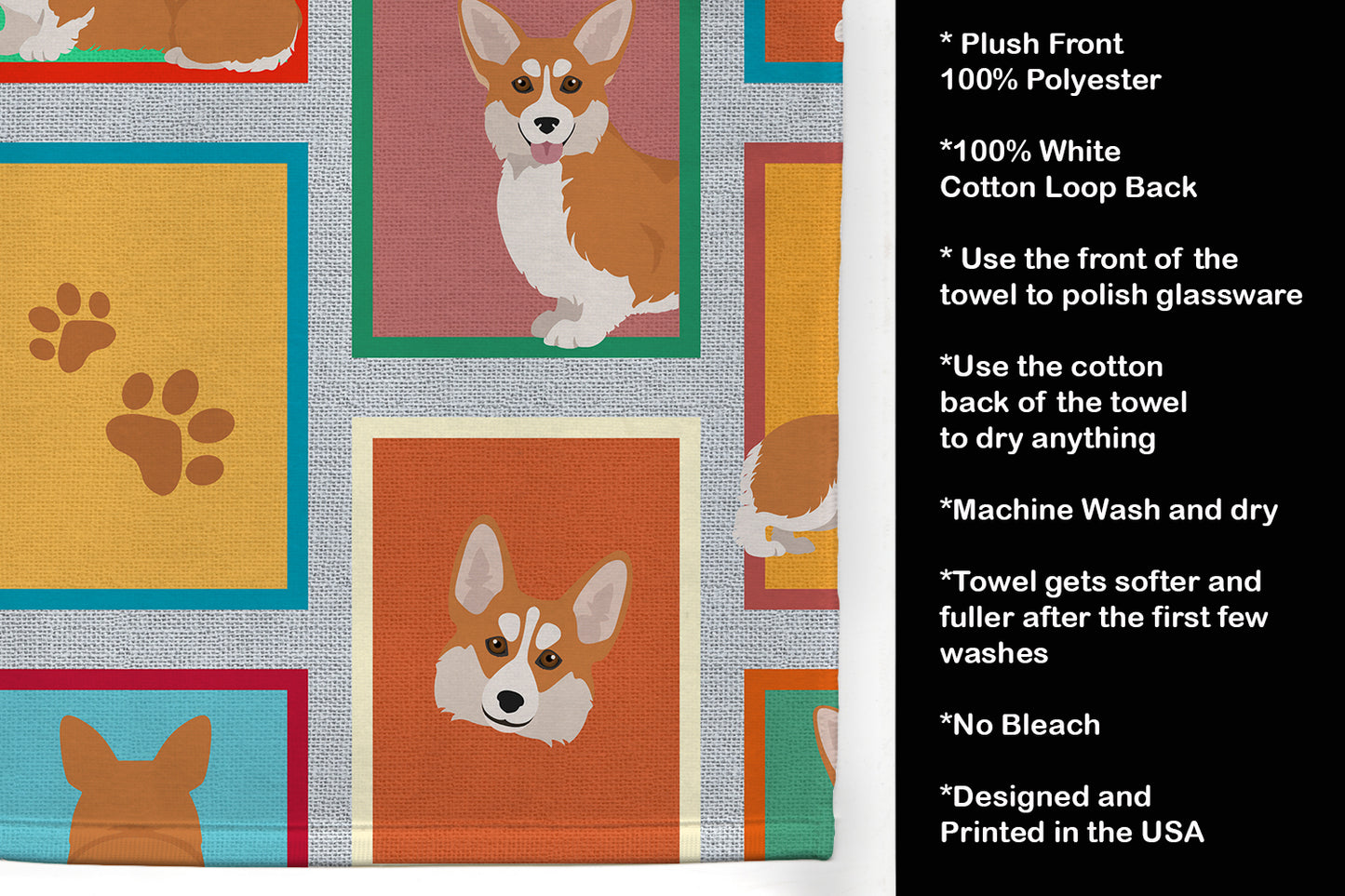 Lots of Red and White Pembroke Corgi Kitchen Towel