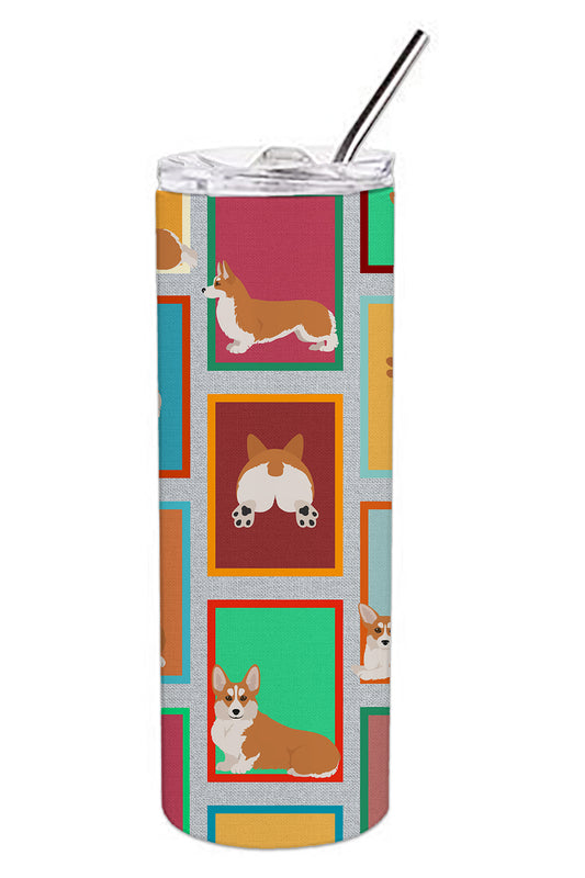 Buy this Lots of Red and White Pembroke Corgi Stainless Steel Skinny Tumbler