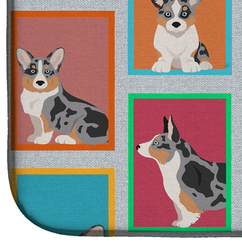 Lots of Blue Merle Welsh Cardigan Corgi Dish Drying Mat