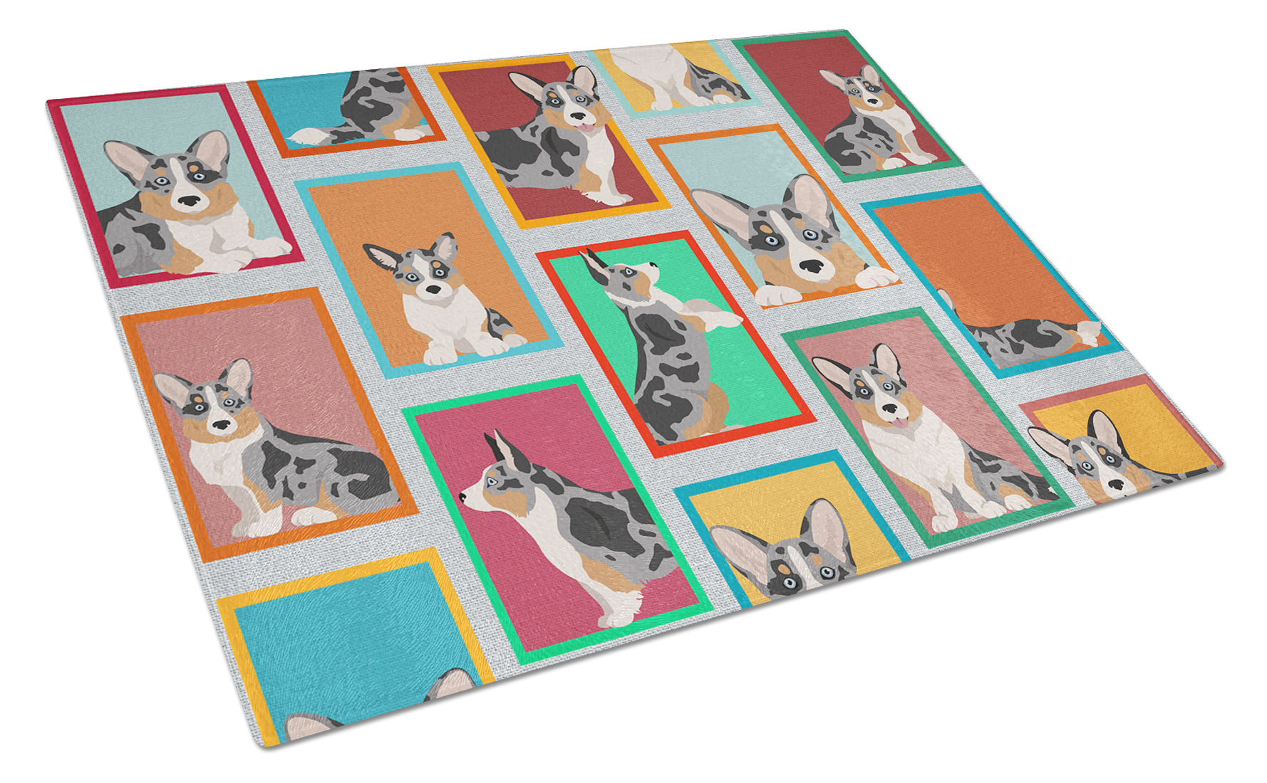 Buy this Lots of Blue Merle Welsh Cardigan Corgi Glass Cutting Board