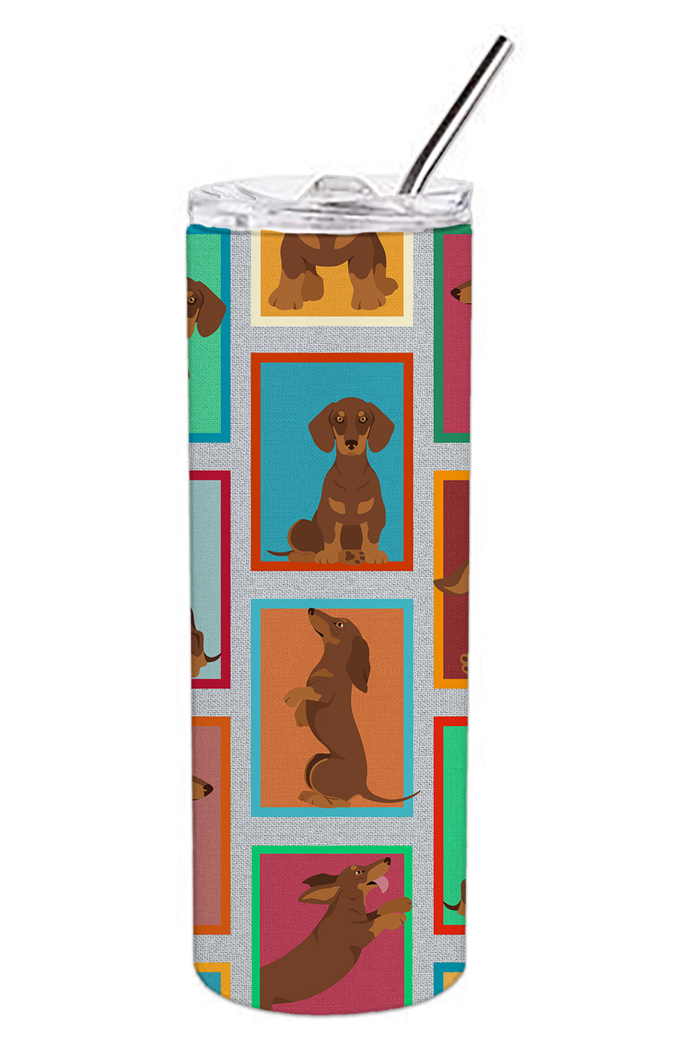 Lots of Chocolate and Tan Dachshund Stainless Steel Skinny Tumbler