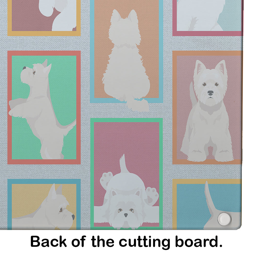 Lots of Westie Glass Cutting Board