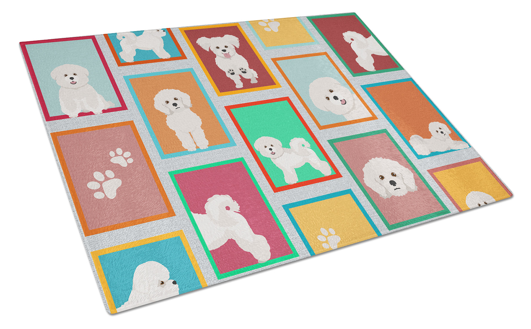 Buy this Lots of Bichon Frise Glass Cutting Board