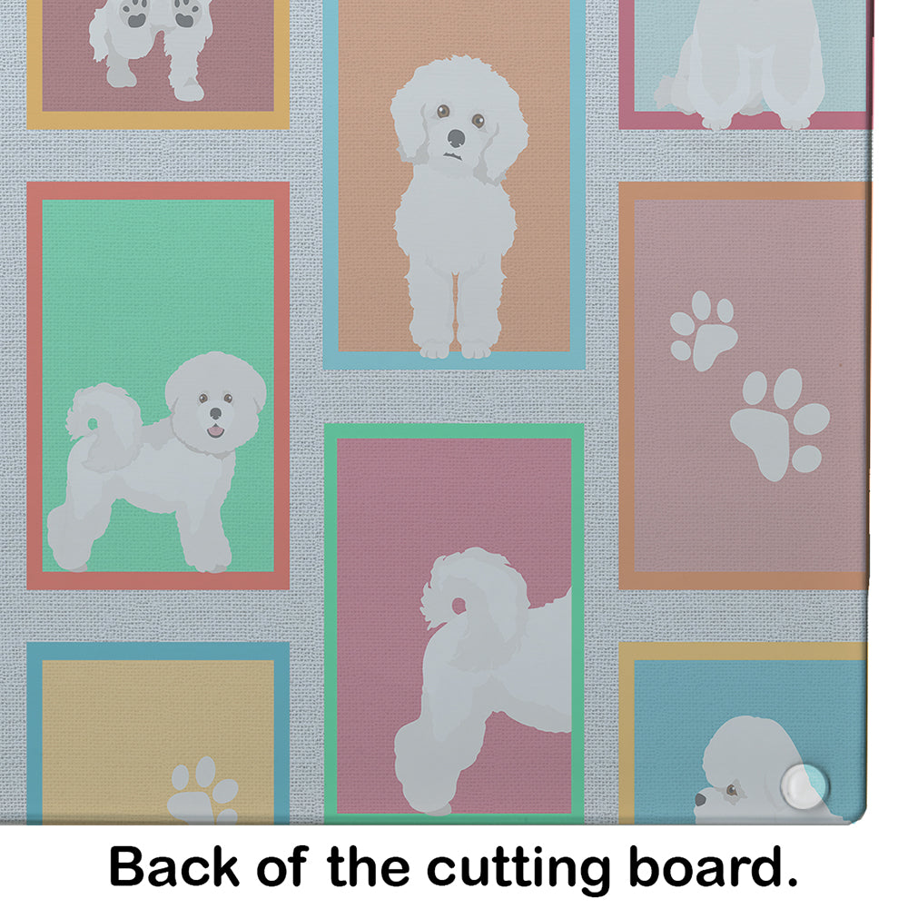 Lots of Bichon Frise Glass Cutting Board