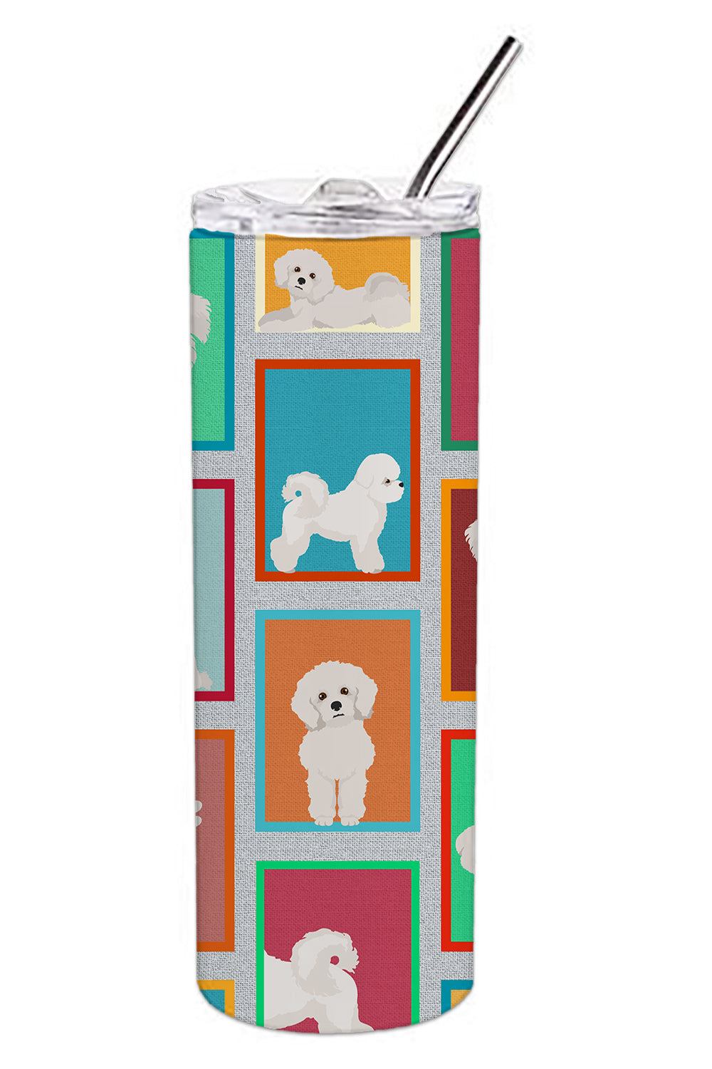 Lots of Bichon Frise Stainless Steel Skinny Tumbler