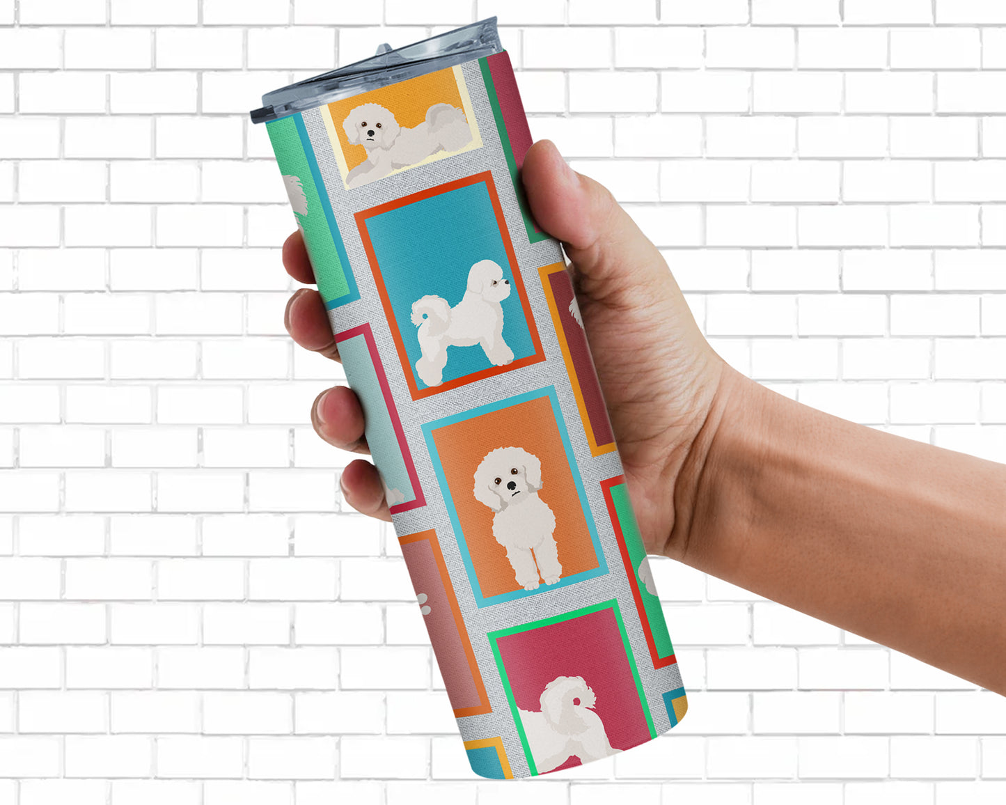Lots of Bichon Frise Stainless Steel Skinny Tumbler