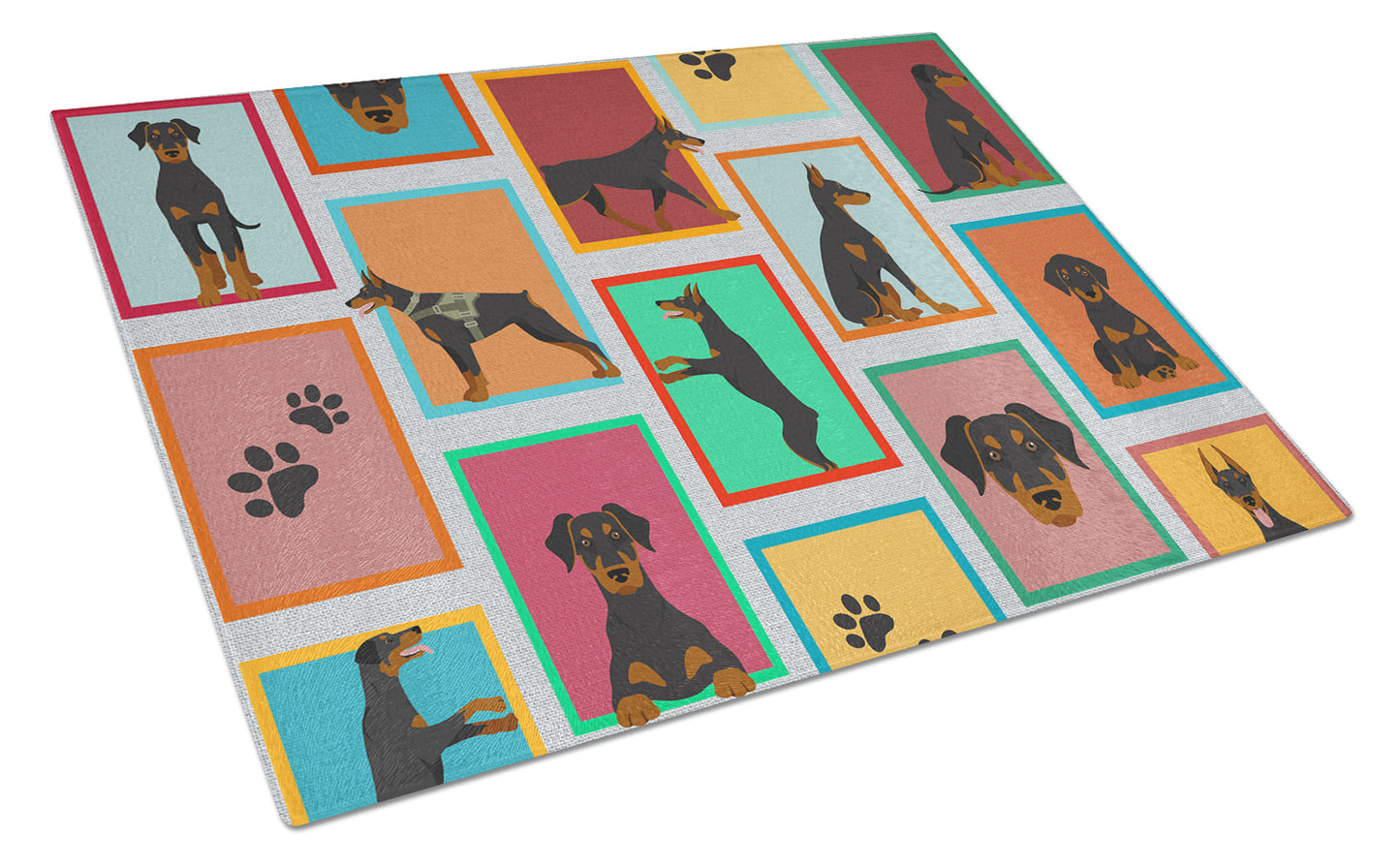 Buy this Lots of Doberman Pinscher Glass Cutting Board