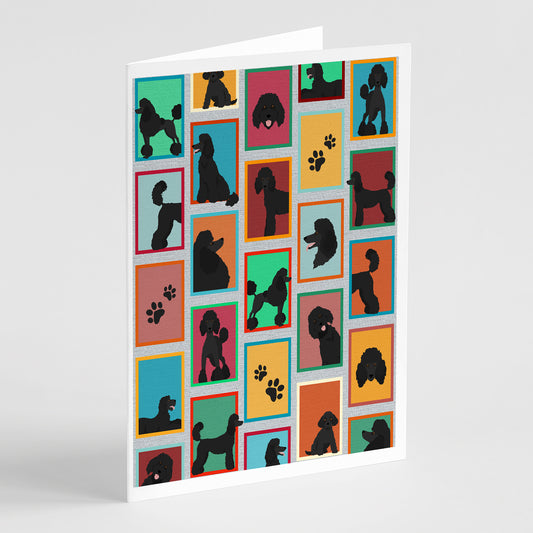 Buy this Lots of Black Standard Poodle Greeting Cards Pack of 8