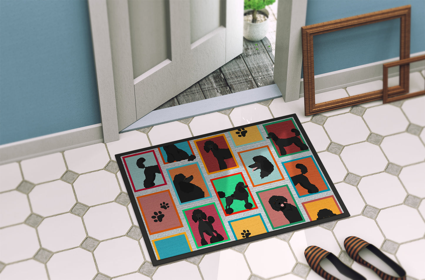 Lots of Black Standard Poodle Doormat