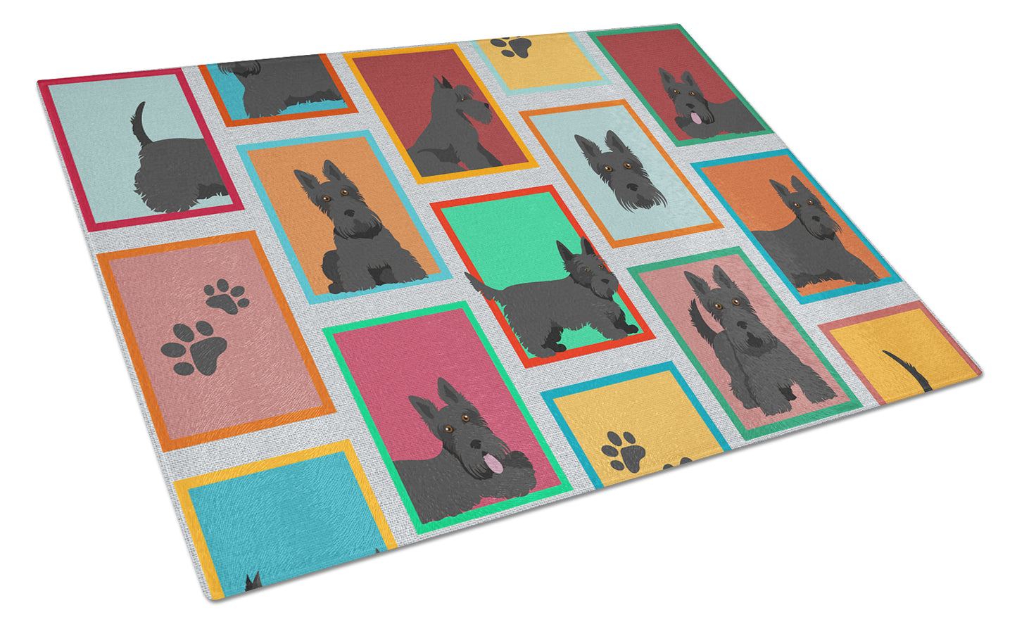 Buy this Lots of Scottish Terrier Glass Cutting Board