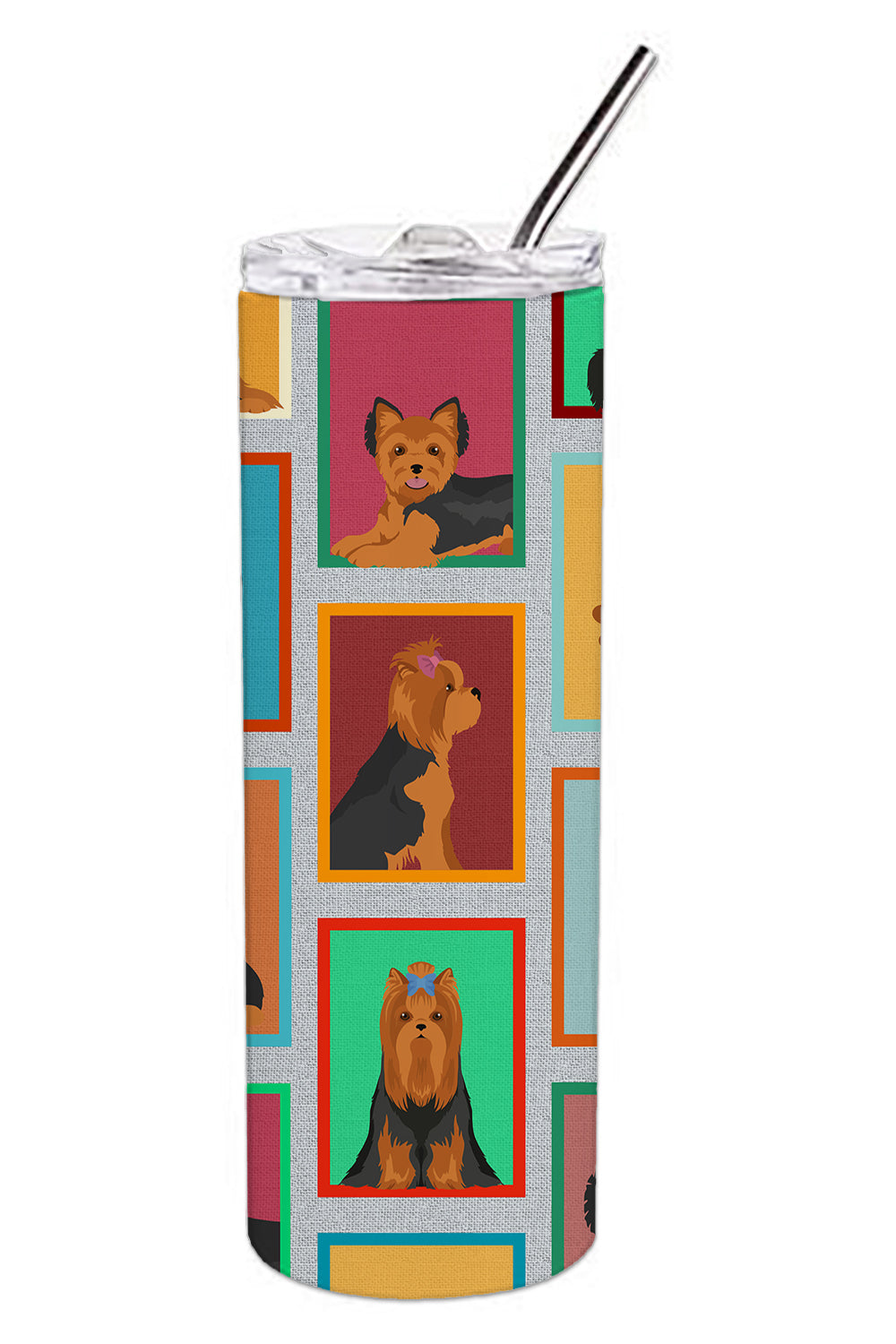 Buy this Lots of Black and Tan Yorkie Stainless Steel Skinny Tumbler