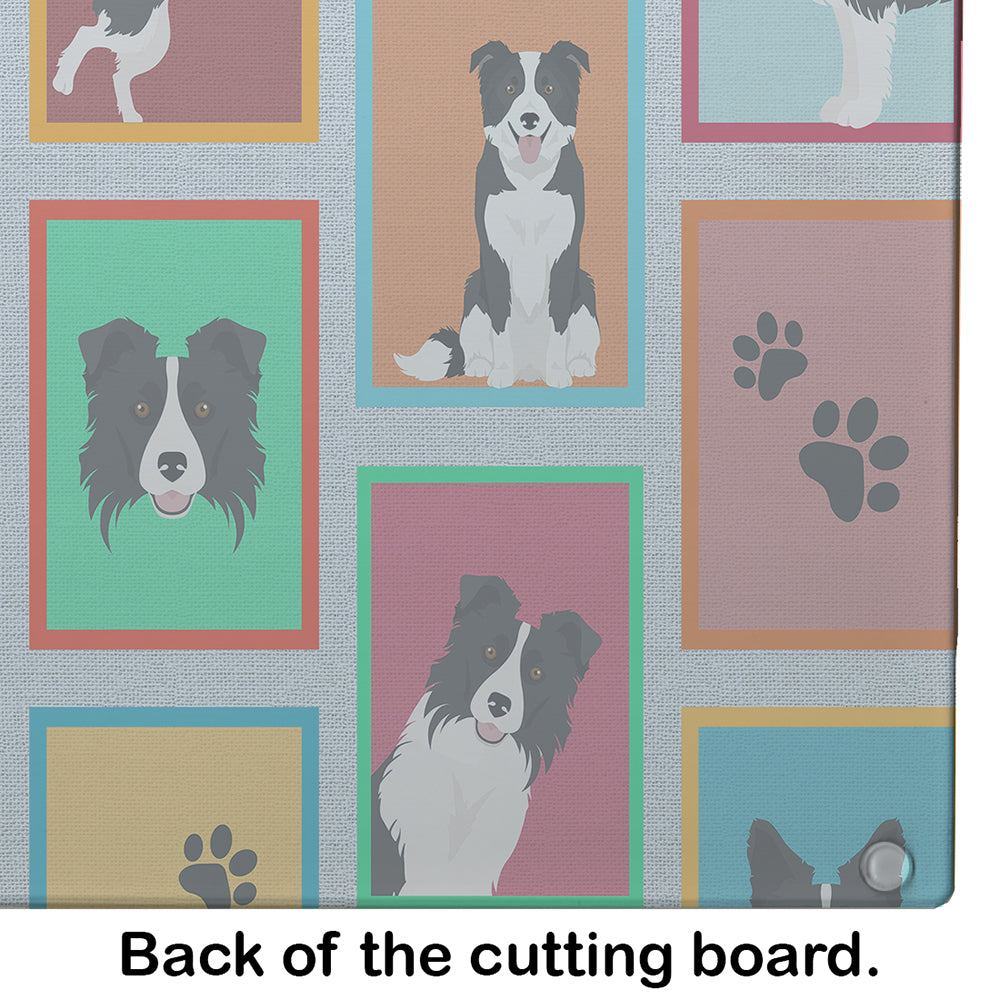 Lots of Border Collie Glass Cutting Board