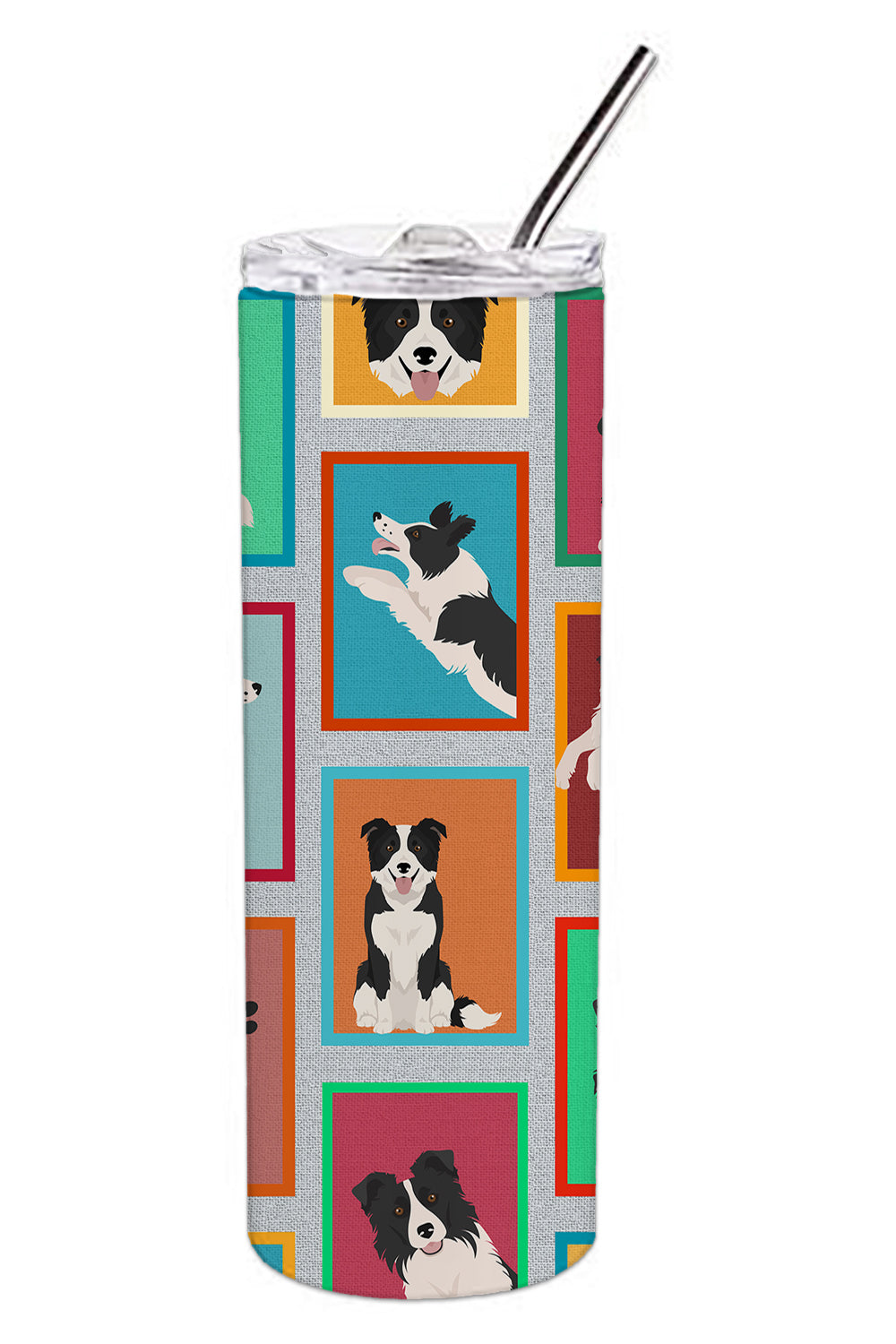 Lots of Border Collie Stainless Steel Skinny Tumbler