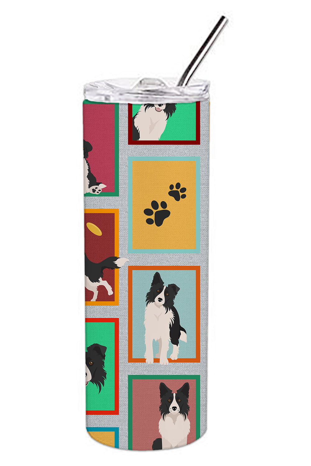 Lots of Border Collie Stainless Steel Skinny Tumbler