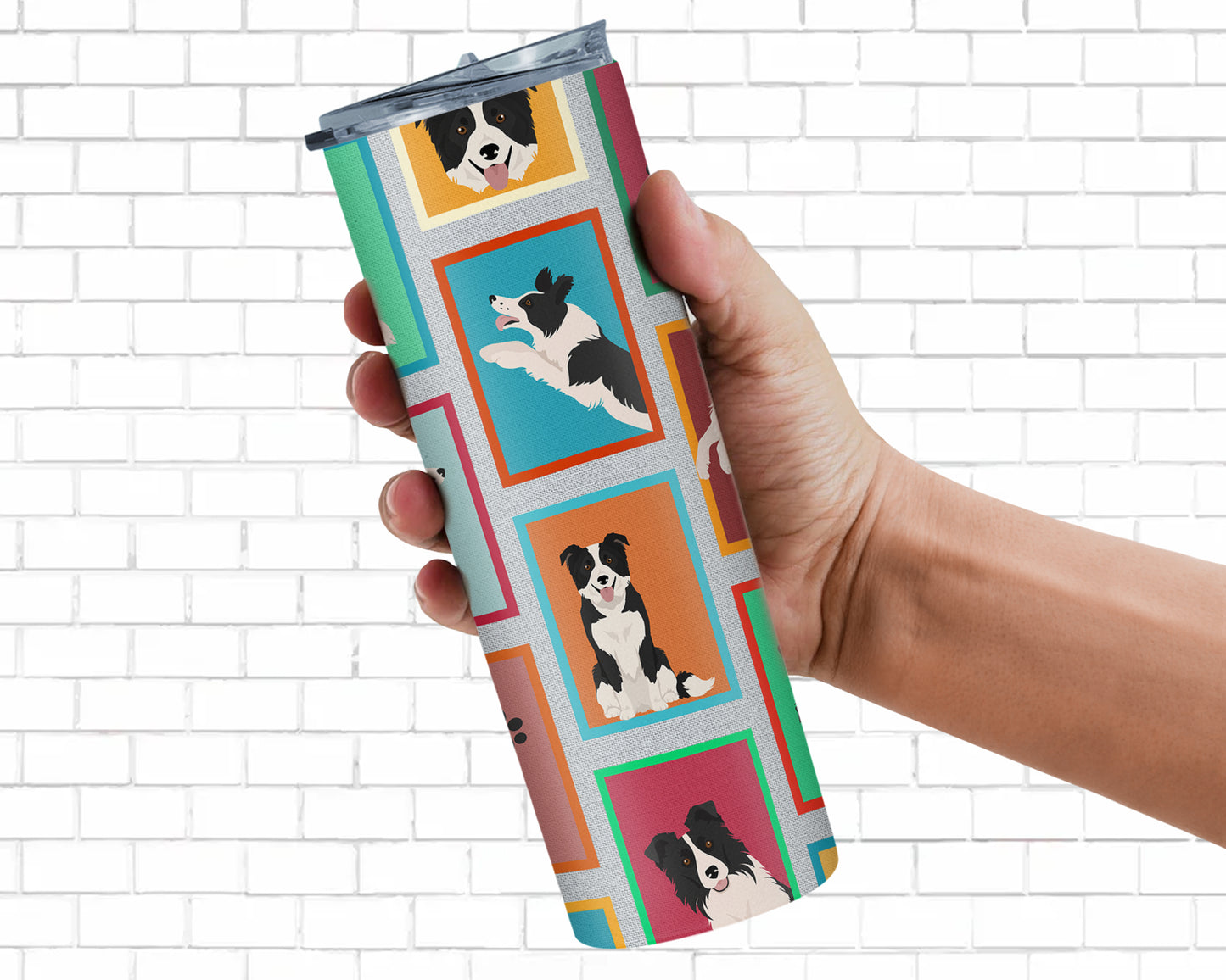 Lots of Border Collie Stainless Steel Skinny Tumbler