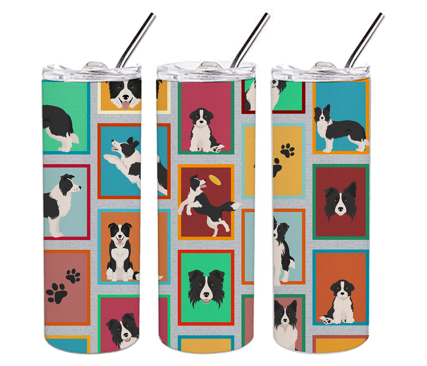 Lots of Border Collie Stainless Steel Skinny Tumbler