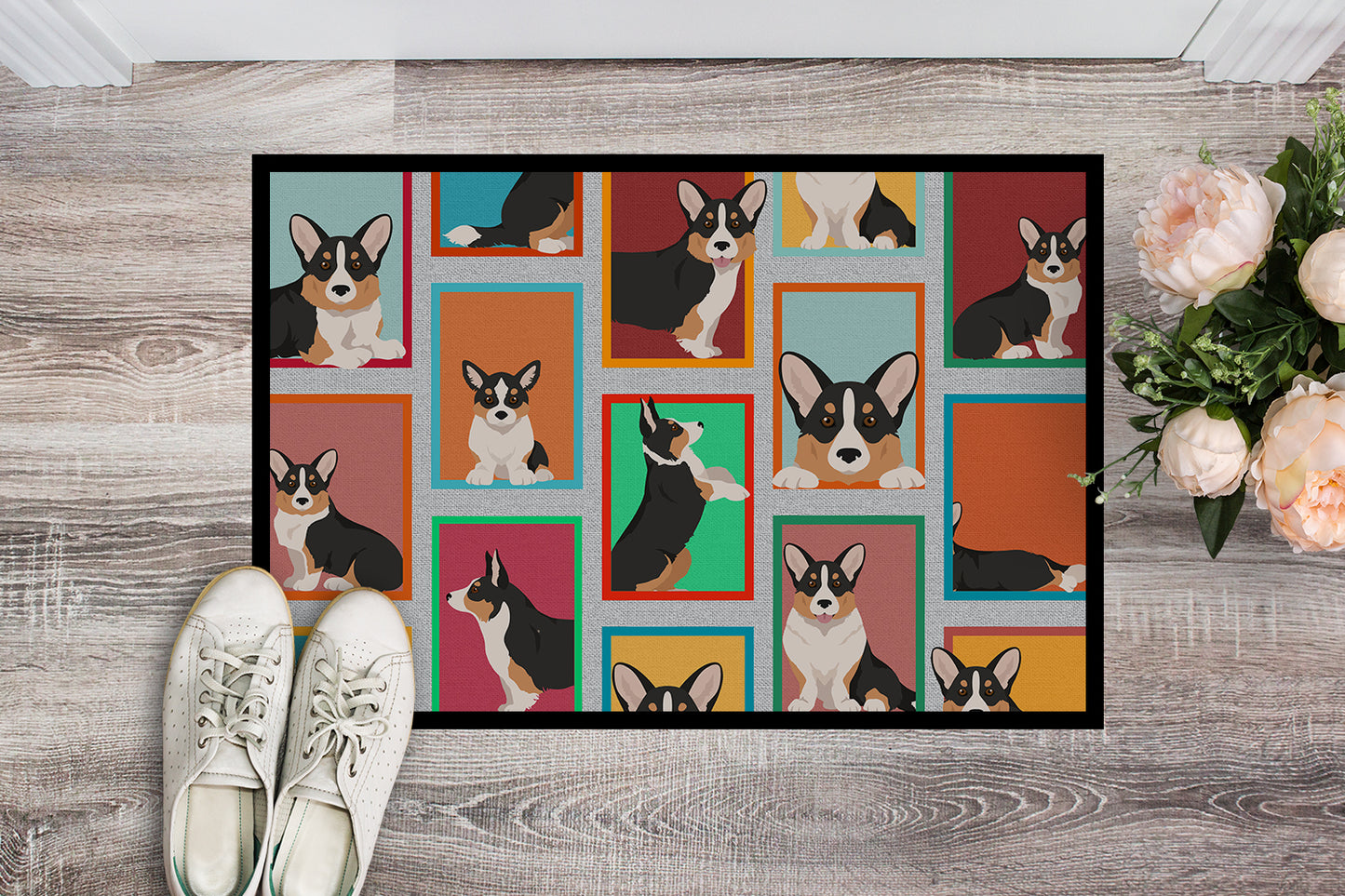 Lots of Tricolor Cardigan Corgi Doormat