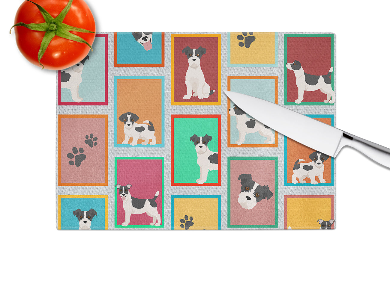 Lots of Jack Russell Terrier Glass Cutting Board