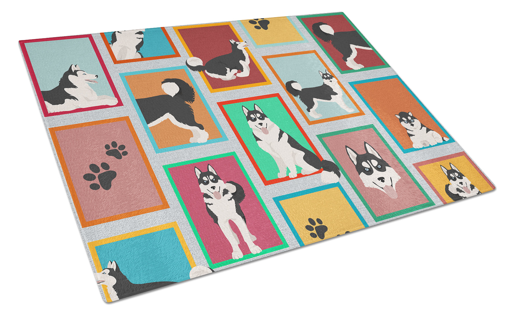 Buy this Lots of Siberian Husky Glass Cutting Board